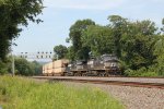 NS 9220 and 9637 take train 20W east past milepost 116